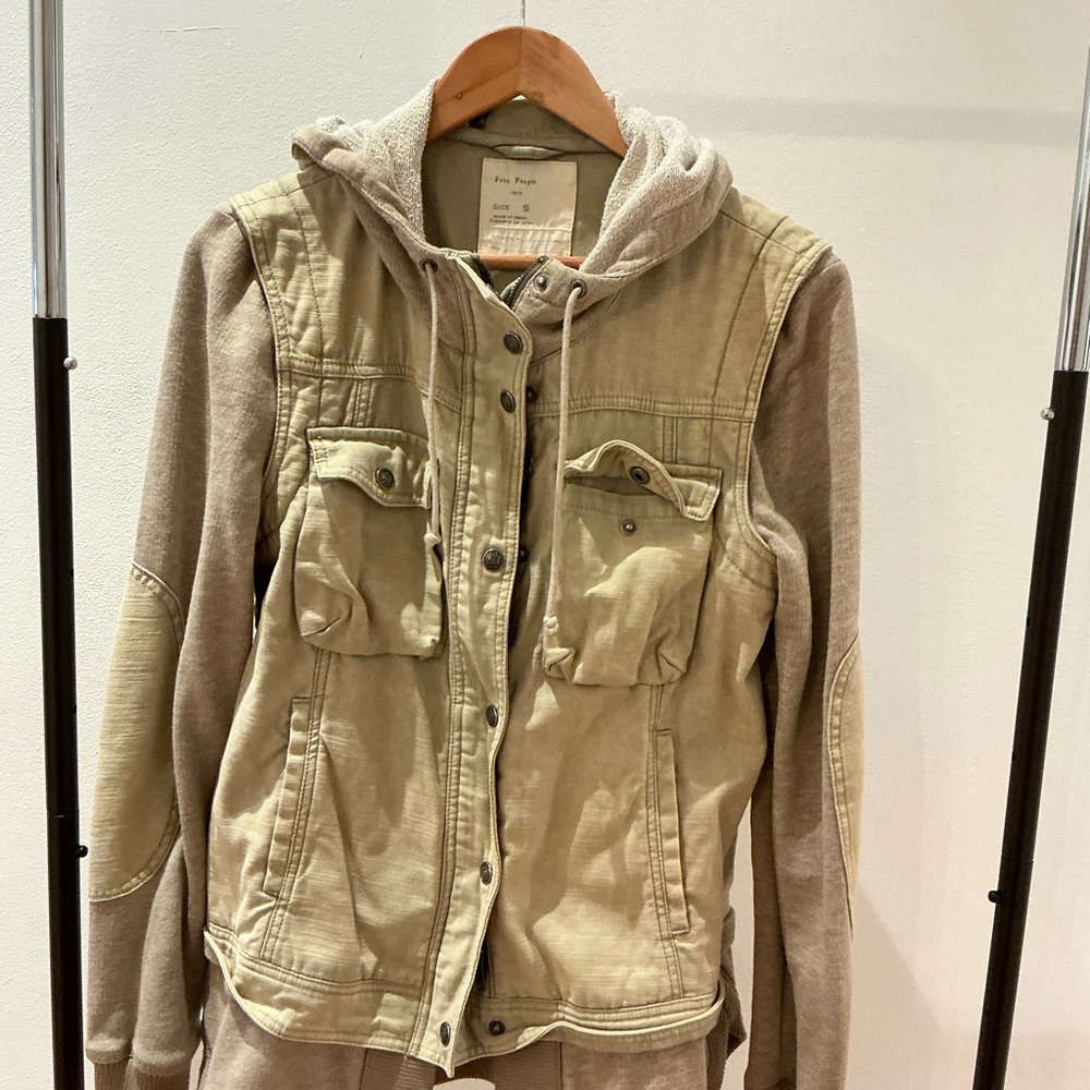 Tan and Gray Hooded Jacket